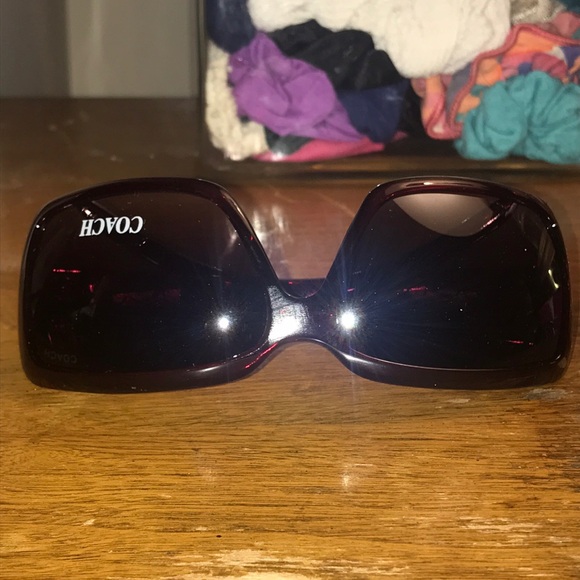 Coach Red/Burgundy & Silver Signature C Sunglasses with Brown Signature C Case - Picture 5 of 14